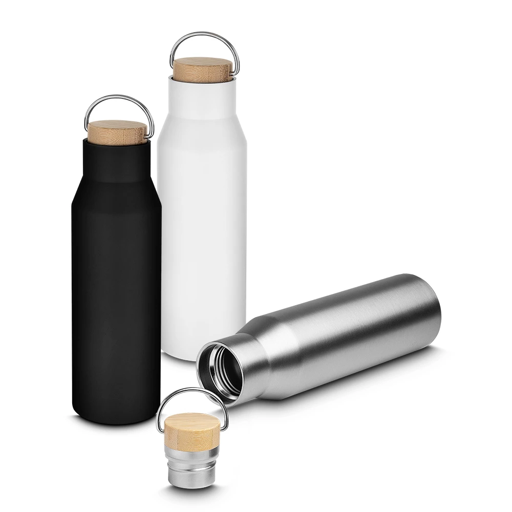 Garrafa Térmica com Tampa de Bambu 600ml
