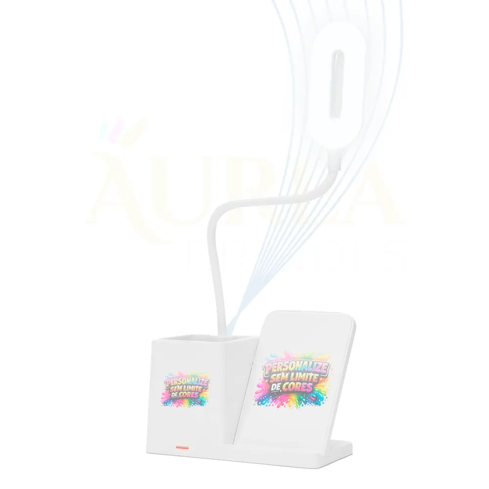 Luminária LED de Mesa com Porta Caneta e Carregador